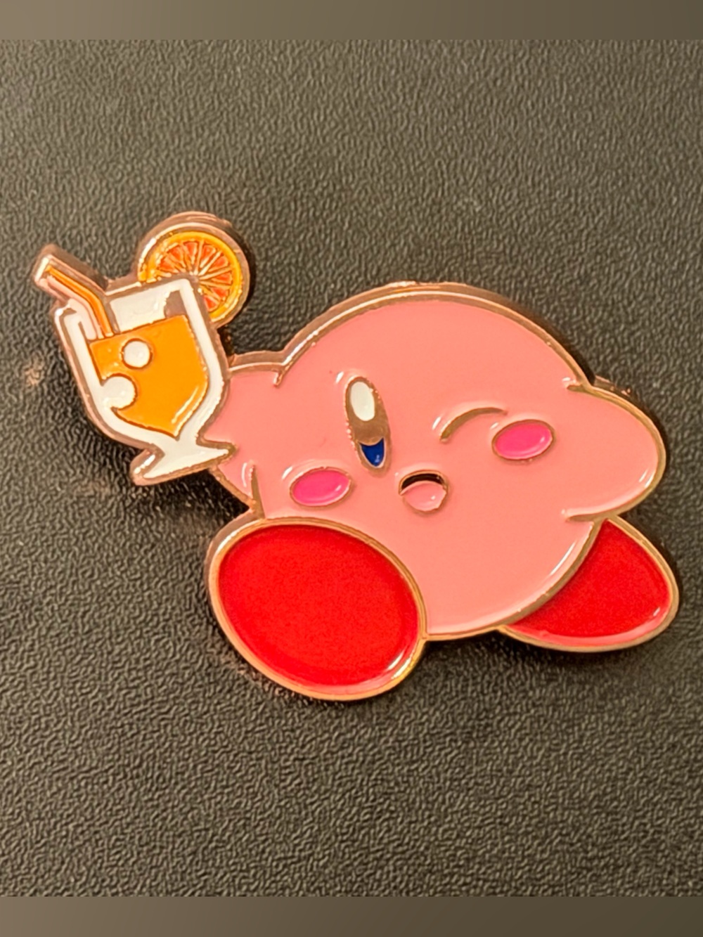 Official Nintendo Kirby Enamel Pin w/ Drink & Citrus Slice